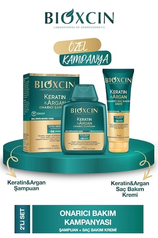 Keratin Argan Şampuan + Saç Bakım Kremi Seti Onarıcı, Parabensiz, Keratin İçerikli Tüm Saç Tipleri