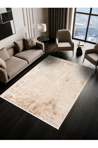 Look Classıc Lk006b Çerçeveli Bej Klasik Desen Akrilik Dokuma Taban Tozuaz Oturma Odası Halısı-1035 Bej