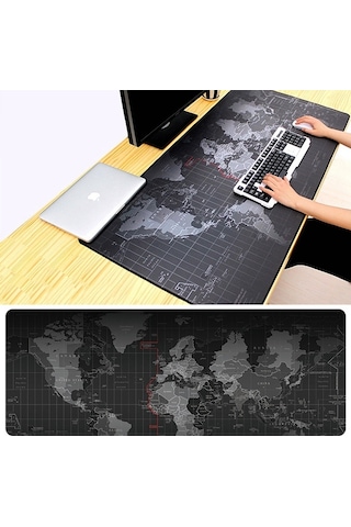 Genişletilmiş Büyük Kaymaz Dünya Haritası Desen Yumuşak Kauçuk Pürüzsüz Kumaş Yüzey Oyunu Mouse Pad Klavye Mat, Boyut: 80 X 30cm