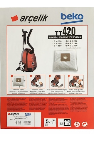 X-Bag Arçelik Uyumlu S 4250 Tornado Süpürge Toz Torbası 20 Adet Standart