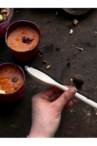 Sert Uçlu Isıya Dayanıklı Silikon Kısa Kaşık 20 Cm 2adet Krem