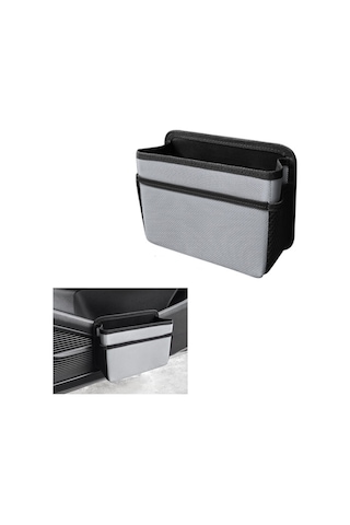Gri Katlanabilir Çok Amaçlı Araba Çöp Kutusu, Çöp Torbalı Askılı Saklama Kutusu, Ev Ve Ofis İçin Çok Cepli Tasarım