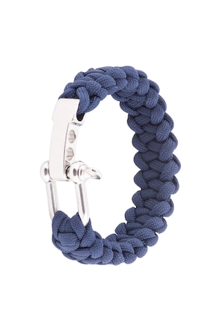 Paracord Lacivert Bileklik 3 Kademeli Krom Kilit Çok Renkli