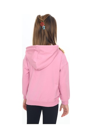 Toontoy Kız Çocuk Kapüşonlu Fermuarlı Cepli Düşük Omuz Örme Hırka - 2 İplik Gül Kurusu
