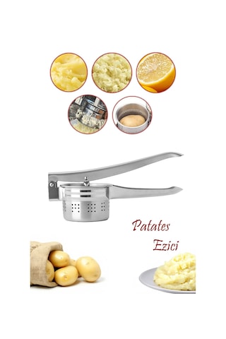Lüks Paslanmaz Çelik Patates Ezici, Patates Püre Ezici, Domates Ezici, 1 Adet