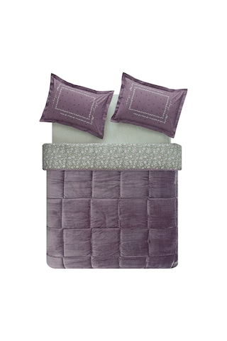 Puffy Lela Çift Kişilik Threefy Uyku Seti Kül Moru