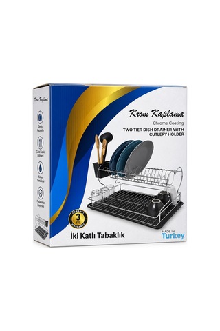 Krt Metal Tabaklık 2 Katlı Krom Bulaşıklık