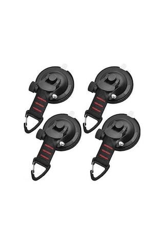 Pazly Kamp & Seyahat İçin 4'lü Vakumlu Askı Kancası - Havlu, Çadır, Tente Asma Siyah-kırmızı Siyah - Kırmızı