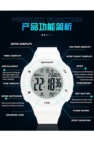 Sanda 2142 Çok İşlevli Erkek Spor Dijital Saat Yıldırım