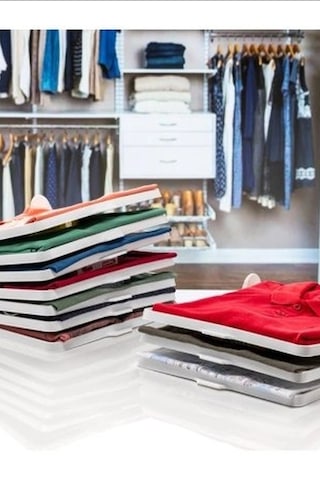 Katlanabilir Plastik Tişört Düzenleyici Aparat - 1 Adet, Dolap İçi Organizer Bx-313490 Çok Renkli