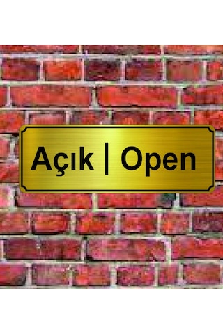 Açık/open Yazılı Metal Yönlendirme Levhası-altın 10x20 Cm