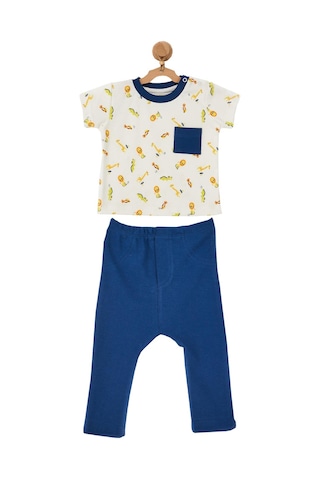 Andywawa Erkek Bebek Timsah Motifli Ekru Alt Üst Takım Ac22523 001