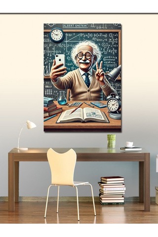 Kanvas Tablo Einstein Ve Bilimsel Çalışma 50cmx70cm
