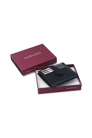 Sanline Sanlıne 800 Hakiki Deri Kartlık Görünümlü Unisex Cüzdan - Siyah