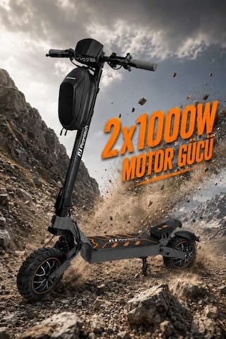 F1 Max Elektrikli Scooter 2000W Turuncu | Mobil Uygulama | Çift Amortisör | Uzun Menzil