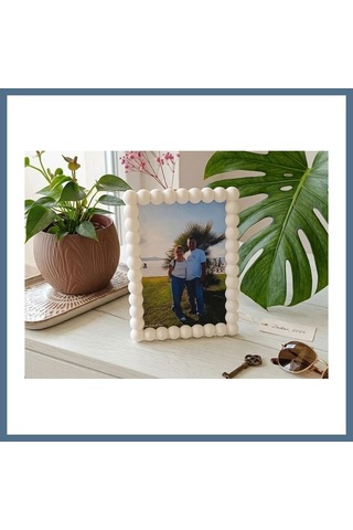 Buradabulabilirsin 3d Baskı İnci Baloncuk Fotoğraf Çerçevesi Boncuk Kenarlı Modern Fotoğraf Çerçevesi Masaüstü Beyaz Bbz