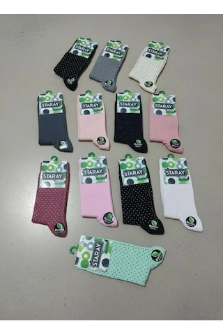 Efemicgiyimstore Bambu Bayan Karışık Renkli Dikişsiz Mevsimlik Uzun Çorap 12'li Paket Çok Renkli