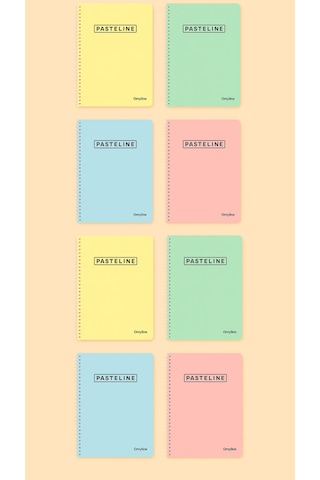 Pastel Renk A4 72 Yaprak 4 Kareli + 4 Çizgili Defter Seti