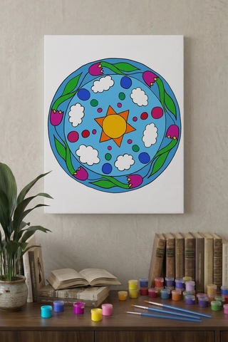 Paskalya Yumurtası Desenli Mandala Ahşap Boyama Seti 40x50 Cm