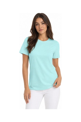 Novalisse Kadın T-shirt Bisiklet Yaka Slim Fit Likralı Tişört Günlük Basic Body - Turkuaz Çoklu Renk