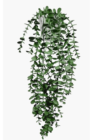 Yapay Çiçek Elmas Beyaz Saksıda Yeşil Okaliptus Sarkıtı Çok Renkli