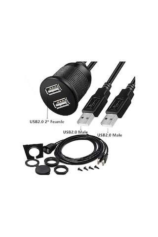 5151 Usb Çoklayıcı Hub Araç İçi Kontrol Paneli Uzatma Aux Kablosu