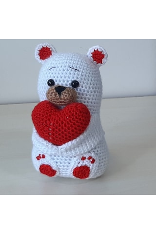 Amigurumi Örgü Oyuncak Sevgili Ayı Kalpli