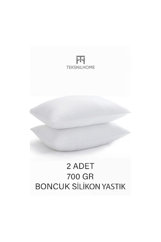 2 Adet Boncuk Silikon Yastık 700 Gram Antialerjik 50x70 Cm Ekonomik Yastık Beyaz