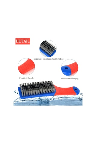 Xspring Tel Fırça, 2'li Paket Paslanmaz Çelik Ağır Hizmet Tipi Tel Fırça, Lastik Saplı Izgara Temizleme Fırçası, Pas Ve Boya Temizleme İçin Mükemmel, Demir Tencere Ve Tavalar İçin