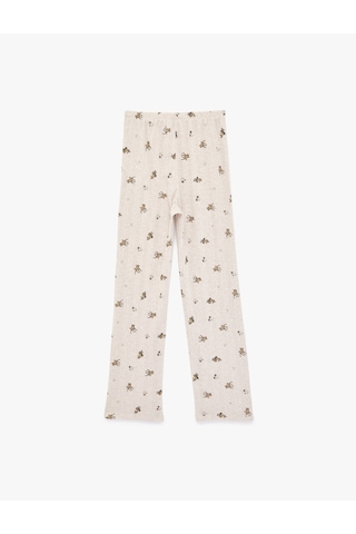 Koton Desenli Beli Lastikli Slim Fit Pijama Altı Bej Desenli 6slk40067mk Ekru Desenli