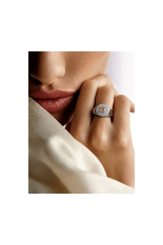 Eclat Collection Elaris Şampanya Ve Beyaz Taşlı Silver Ayarlanabilir Yüzük Gümüş Gümüş