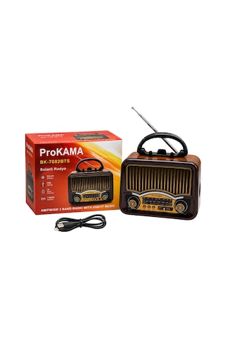 Prokama Bk-7082bts Solar Enerjili Şarjlı Nostaljik Retro Radyo