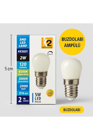 K2 Led Kes021 2w Dimmer Led Ampul 120 Lumen 6500k Beyaz Işık E14 Duy 20.000 Saat