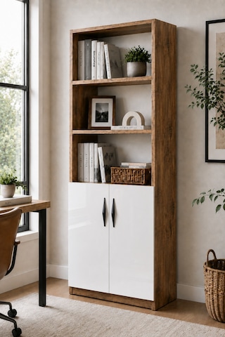 Nesso Kitaplık Dolap Çok Amaçlı Dolap Kiler Dolabı 5 Raflı Dolap Çam Beyaz 180 Cm Çok Renkli