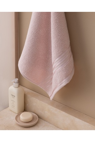 Marnot Bordürü %100 Pamuk Floşlu Yüz Havlusu - Pudra - 50x80 Cm 8684427300091 Çok Renkli