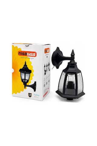 Nisaluce Ebh02-s Duvar Aplik Sokak Lambası Ve Armatür - E27, Ip44, Siyah, 60w, Bahçe Ve Balkon