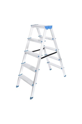 5+5 Çift Basamaklı Alüminyum Metal Merdiven Yükseklik 115cm Baş Genişlik 8cm Standart