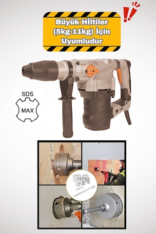 45mm Beton Duvar Delme Panç + Sds-max 350mm Uzun Adaptörlü
