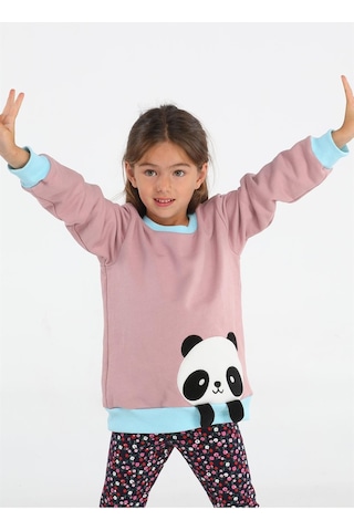 Panda Gülkurusu Kız Çocuk Sweatshirt Gülkurusu - Mint Gülkurusu