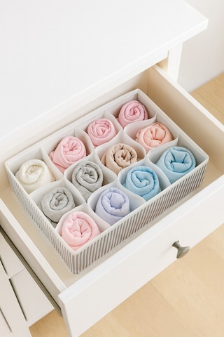 12 Bölmeli Katlanır Çekmece Organizer, Pratik Saklama Kutusu 31x25x12 Beyaz - 849735089 Beyaz