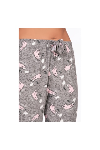Kompedan Kadın Süet Kedi Desenli Pijama Tek Alt Desen 1