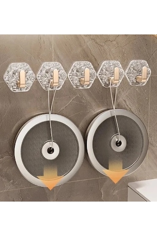Lüks 5 Li Duvar Askısı Banyo Mutfak İçin Havlu Askılık 5468 Çok Renkli