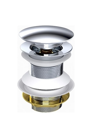 Sifon Tapası - Bas Aç - Parlak Krom Başlıklı -taşma Deliksiz-pis Su Çıkış Borusu Hariç