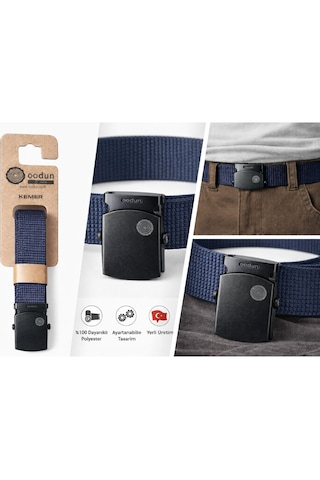 Oodun Unisex Ayarlanabilir Kemer 120 Cm Dayanıklı, Hafif, Outdoor & Günlük Kullanım Lacivert