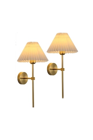 Kablosuz Pilli Aplik Tak Çalıştır Krem Abajur Umbrella Aplik Eskitme Gold Sarı Gold