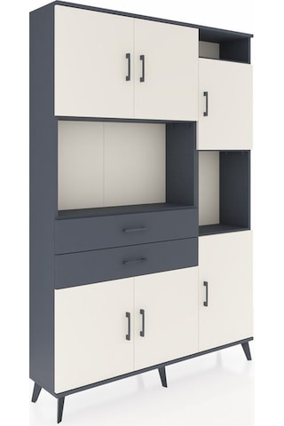 Arges Dolap 9 Raflı 2 Çekmeceli 6 Kapaklı 132x30x195 Antrasit-aytaşı/antrasit Aytası/antrasıt