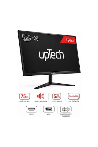 Uptech 19" Led Monitör 75hz 5ms Dahili Hoparlörlü Uzaktan Kumandalı Hdmı Vga Geniş Ekran