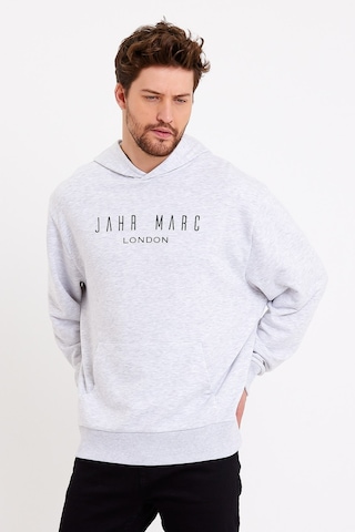 JAHR MARC Baskılı Kapüşonlu Gri Oversize Erkek Sweatshirt Gri