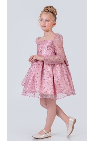 Mnk Baby & Kids Ruche Lipa Kız Çocuk Abiye M00783 Pembe