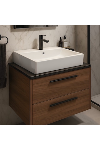 Turavit Vega Dikdörtgen Beyaz Delikli Lavabo 50x42 Cm Vg0050 Diğer